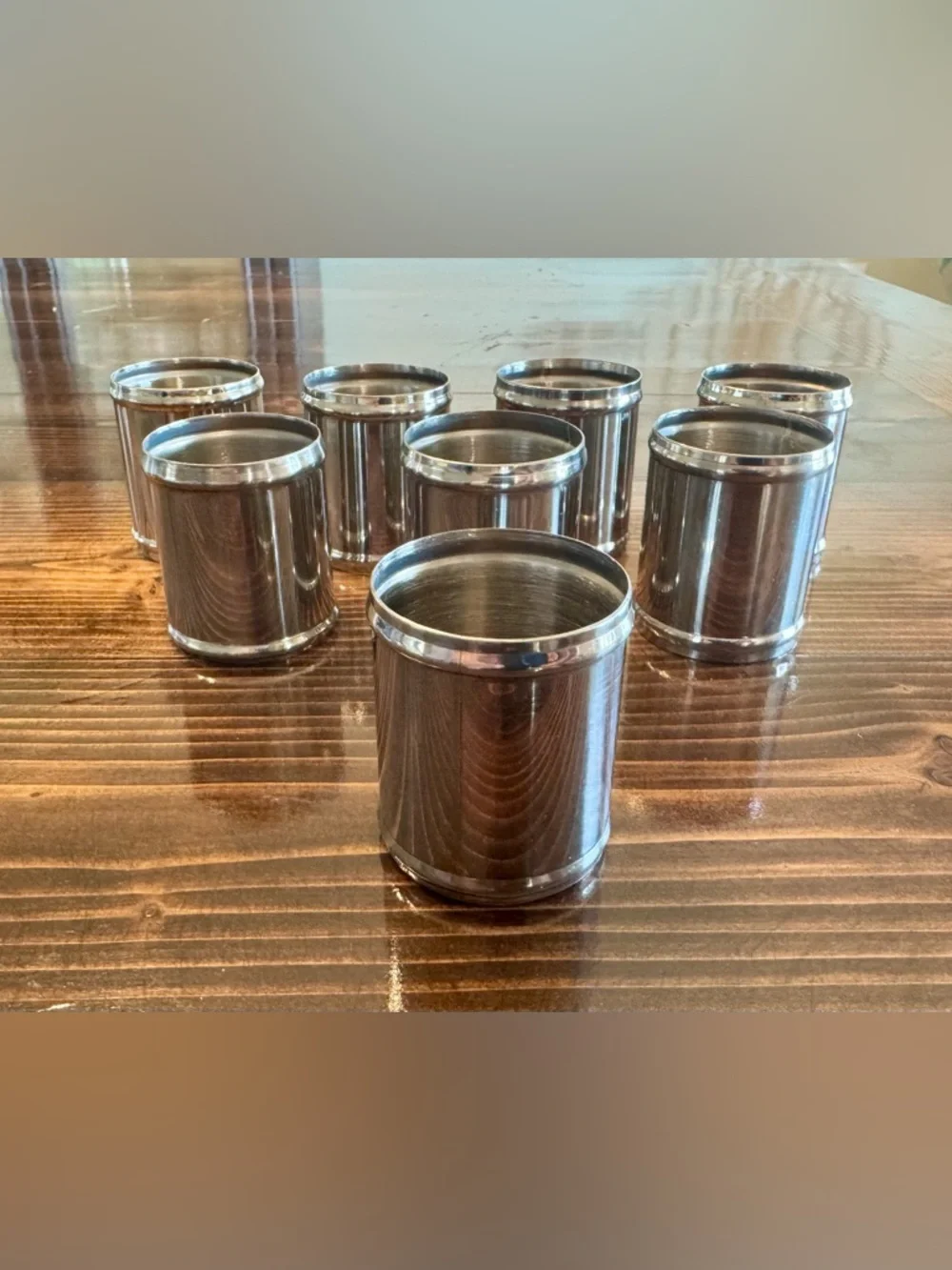 Stainless Steel Shiny Silver Napkin Rings - Set of 8  EUC